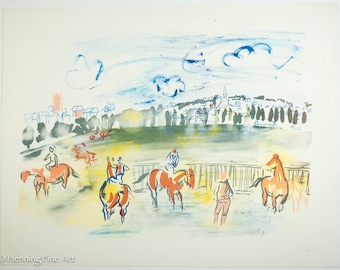 Raoul DUFY - Ascot Horse Racing - Signed Lithograph - Panoramic