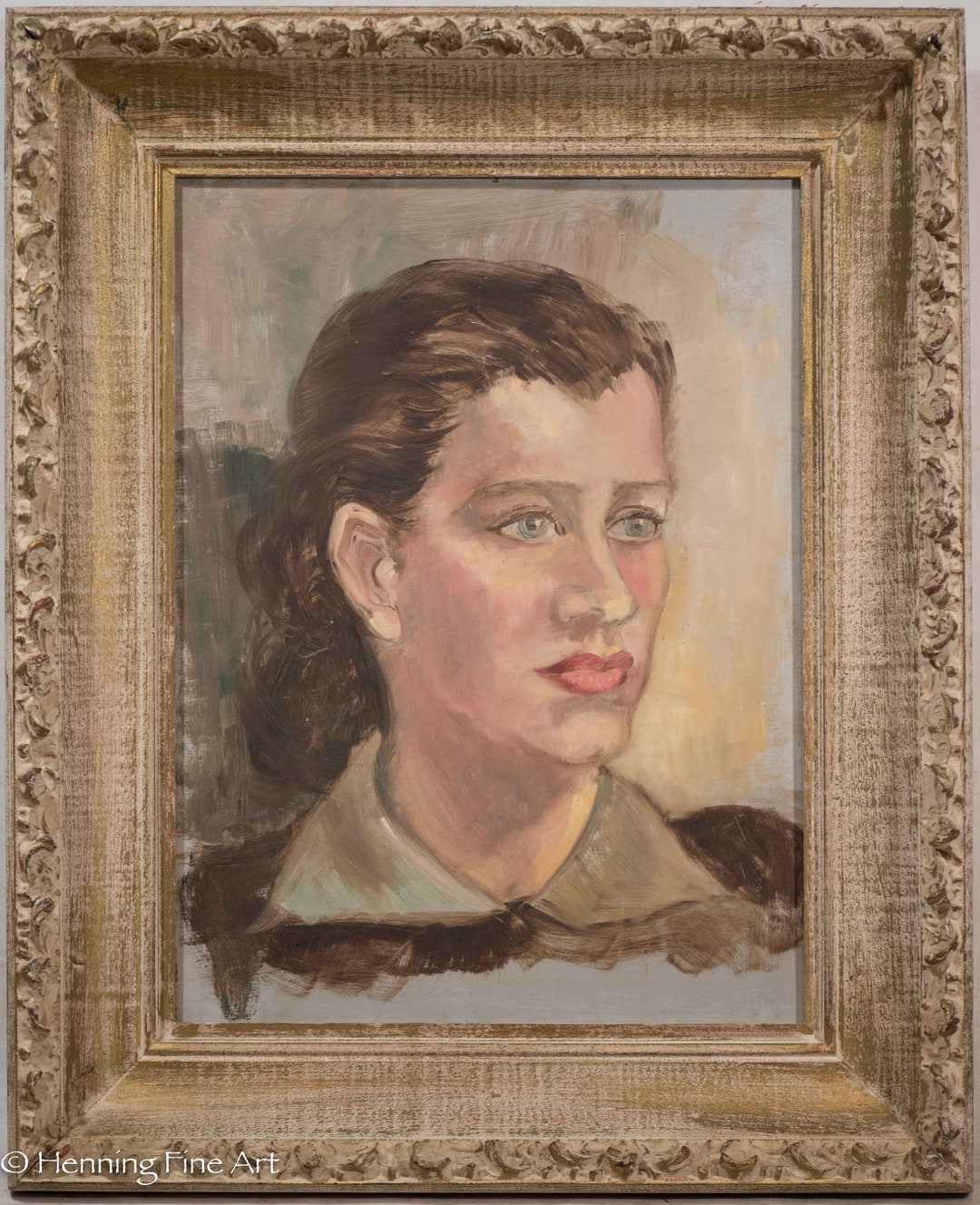 Fine Vintage Oil Painting of Strong Female Portrait Framed & Unsigned ...