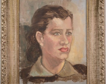 Fine Vintage Oil Painting of Strong Female Portrait Framed & Unsigned, Excellent