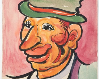 Beautiful Vintage Carl Shaffer Impressionist Painting Male Portrait WPA 16