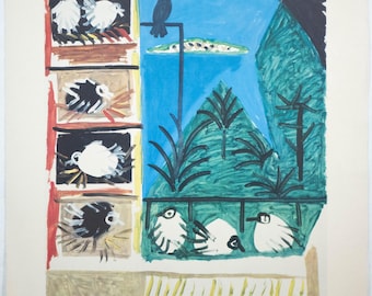 Pablo Picasso Lithograph Paysage aux Pigeons Cercle d'Art, Paris SPADEM 25x20"