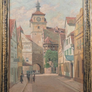 Beautiful Martin Leisser Oil Painting Rothenburg Germany Tower, Fine & Rare!