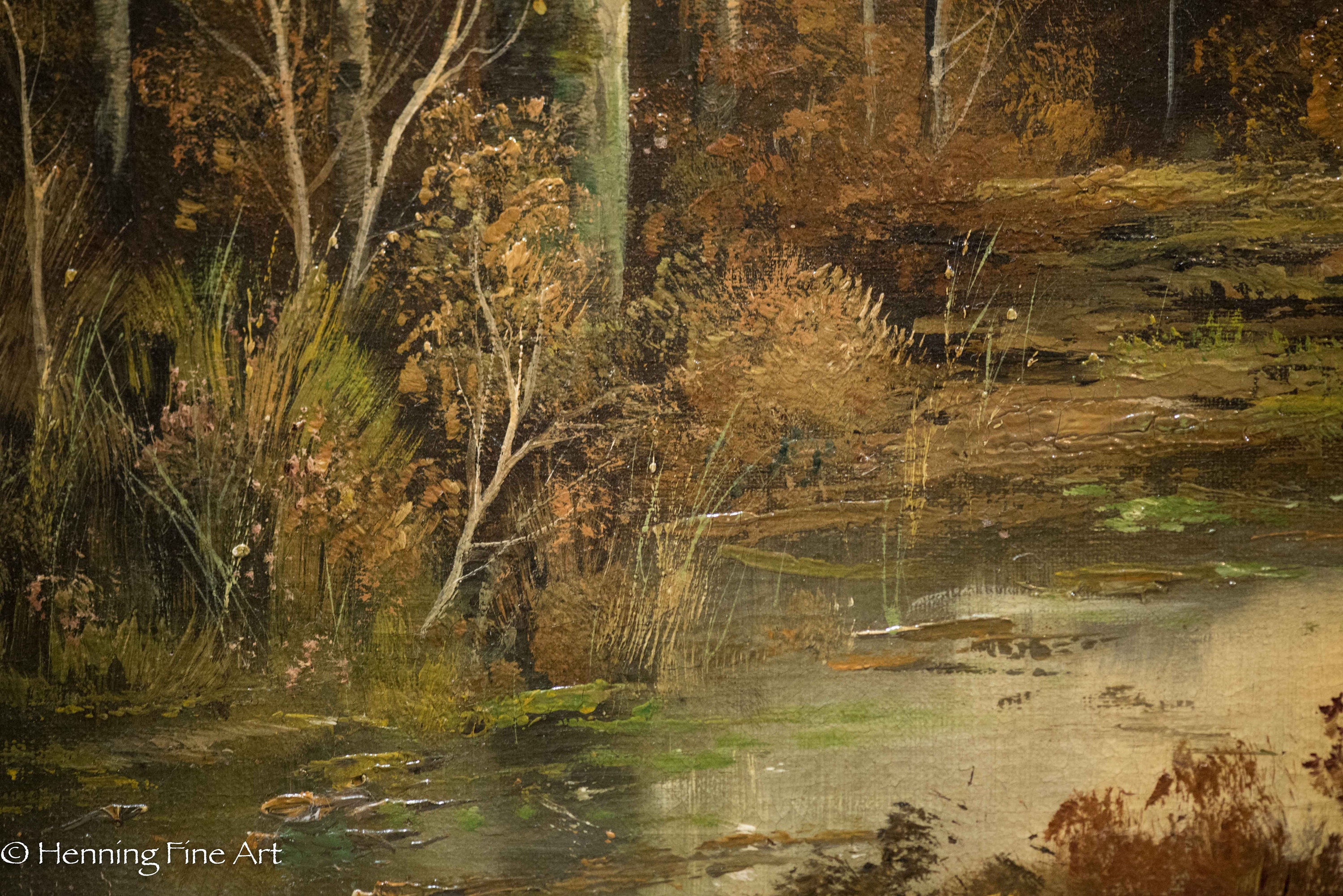 Beautiful Antique Oil Painting Wooded Landscape by A. Lorenzo 19th Cent ...