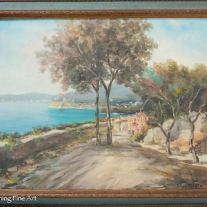 Stunning Vintage Impressionist Oil Painting of Italian Coastline Signed F Contre