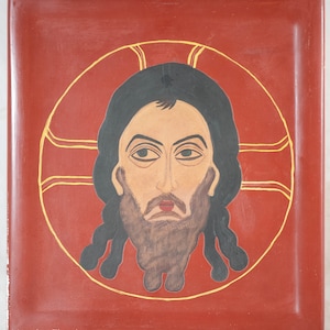 Beautiful Russian Icon Painted Christ on Wood Panel