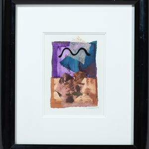 Beautiful P.G. Gravele Abstract Mixed Media Painting w/ Collage, Signed!
