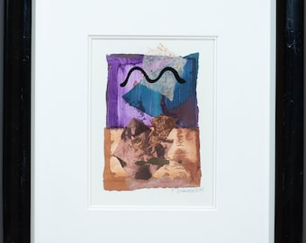 Beautiful P.G. Gravele Abstract Mixed Media Painting w/ Collage, Signed!