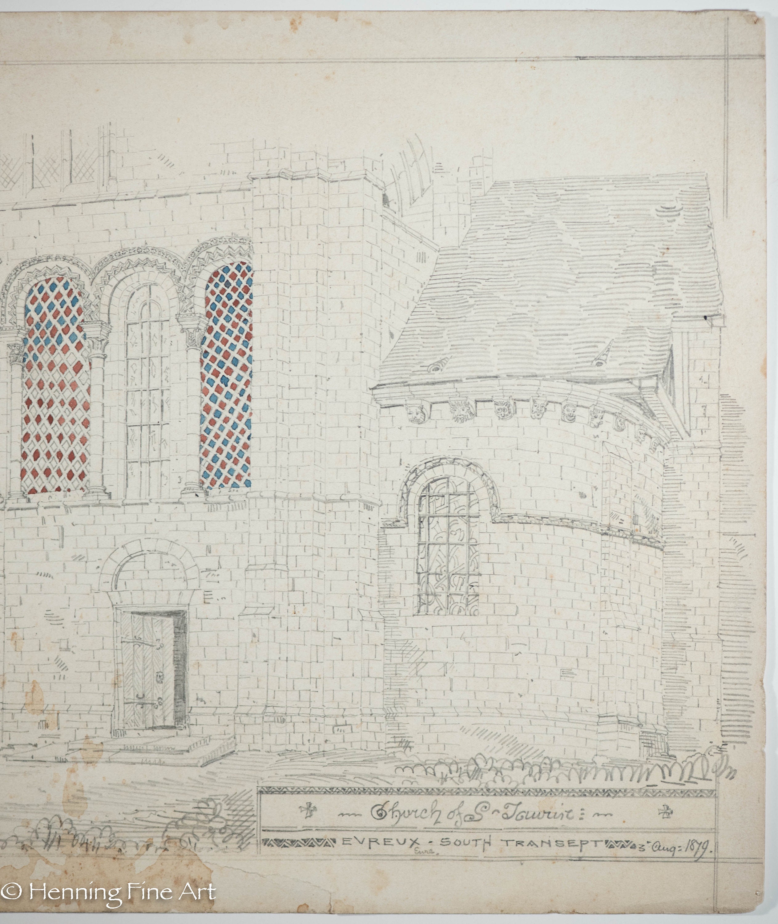 Beautiful Antique Drawing Church of St. Tourin Evreaux France, Normandy ...