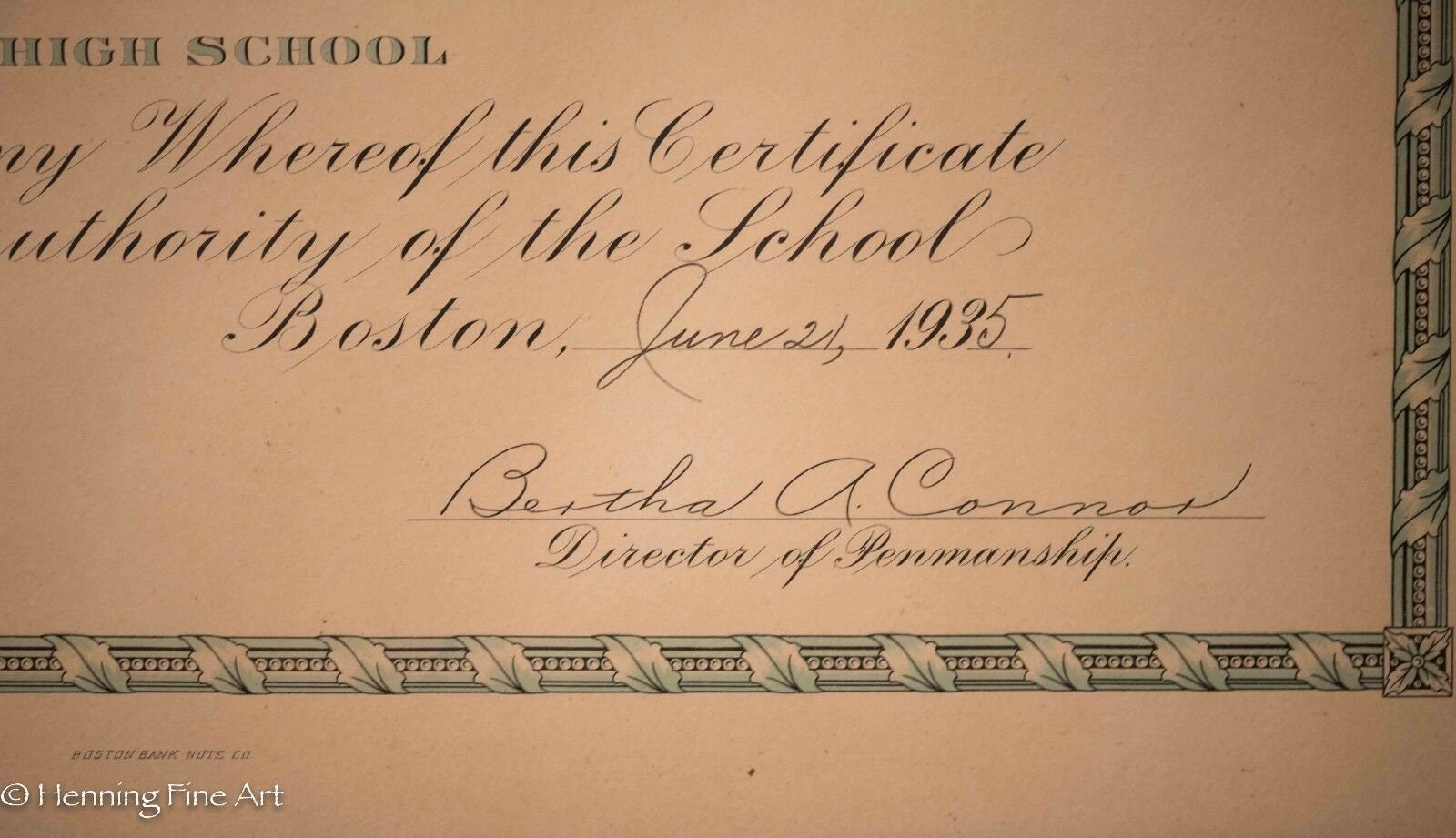 Certificación/diploma de caligrafía comercial antigua de la ciudad de  Boston, 1935 - Etsy México, image size:1600x921