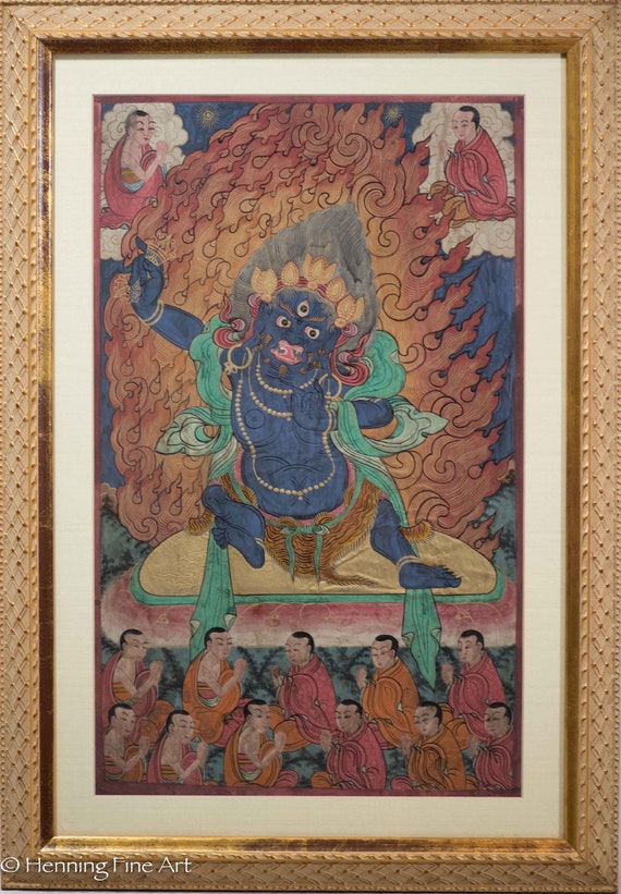 Rare Pangarnatha Mahakala Tibetan Buddhist Tibetan Thangka Painting, Stunning!