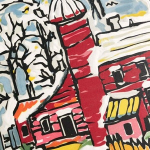 K&ouml;nnte beinhalten: Eine farbenfrohe Illustration eines roten Geb&auml;udes mit einer wei&szlig;en Kuppel auf dem Dach. Das Geb&auml;ude hat eine rosafarbene T&uuml;r und Fenster. Im Hintergrund sind B&auml;ume und andere Geb&auml;ude zu sehen.