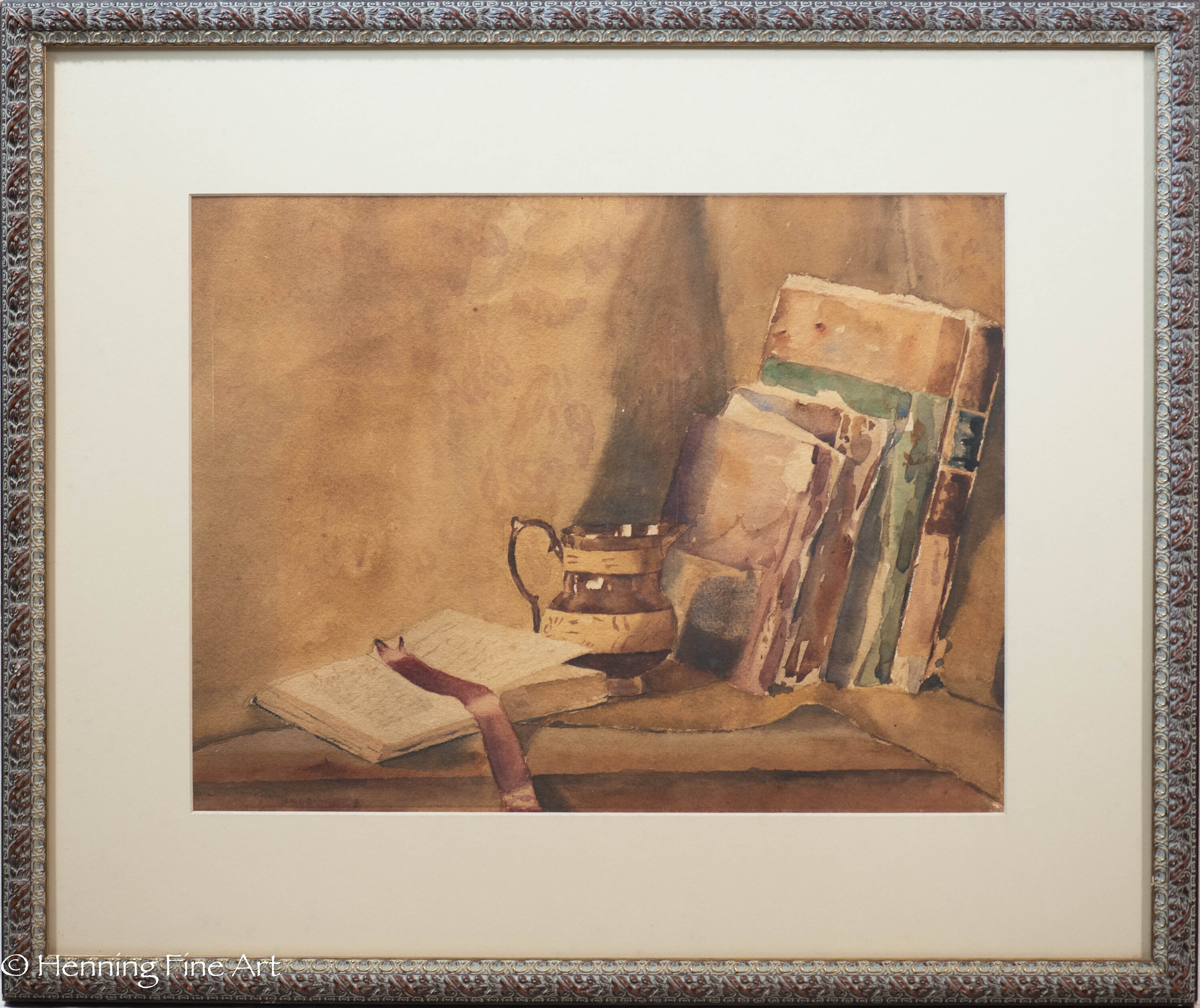 ART PRINT Still Life of Books Oil Painting Brush Inkwell and a Pen on a  Table Library Wall Decor Books Oil Painting Interior Art 