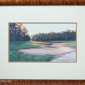 Stunning Charles Rower Original Painting Florida Landscape Sunset with Egret FINE!