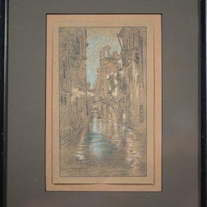 Antique James Whistler Lithograph A Venetian Canal, Italy 1905 by The Studio, London