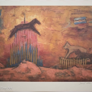Beautiful Vintage Artist Proof Lithograph Signed Judaic Abstract Landscape 2/2