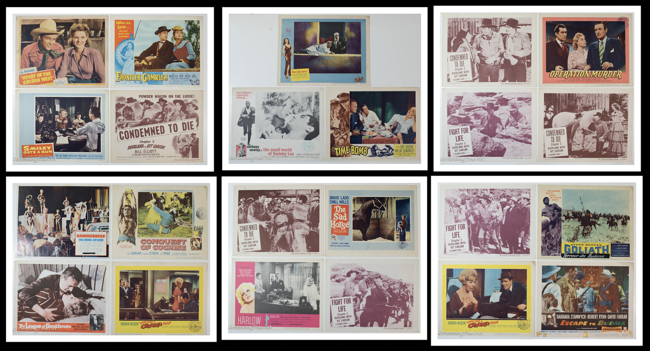 Collection of 23 Vintage 1950s Lobby Cards Hollywood Roy Rodgers Westerns & More