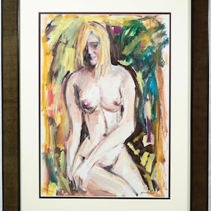 Beautiful Mid Century Expressionist Painting of Colorful Female Portrait, Signed!