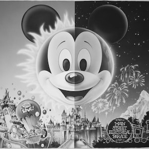Disneyland Original illustration Artwork, Commercially Used, &quot;Day & Night&quot; RARE!
