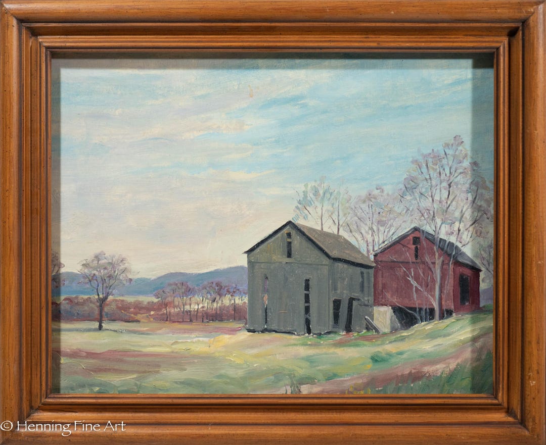 Stunning Vintage Impressionist Oil Painting American Farm Landscape J ...