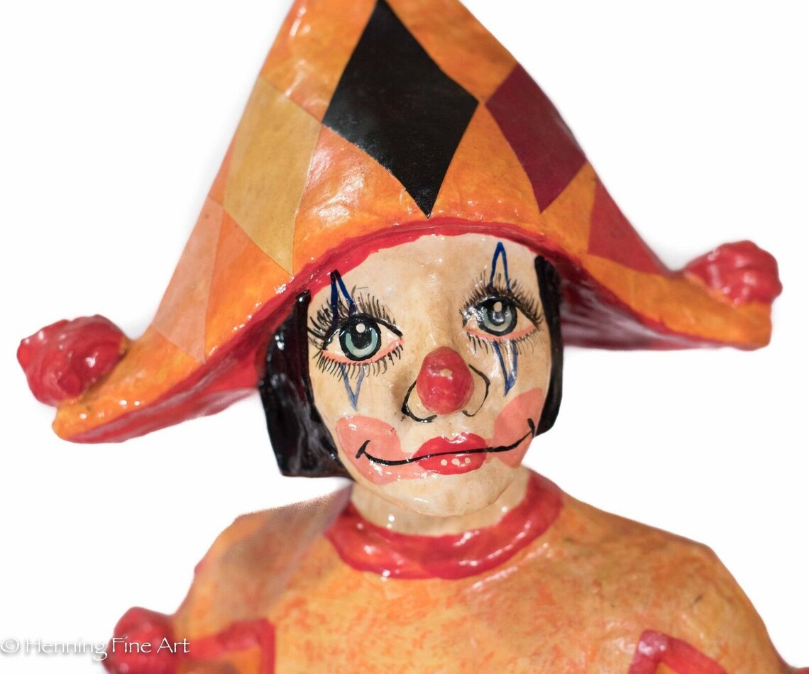 Mid Century LARGE Paper Mache Clown on Unicycle Hand Made & Etsy