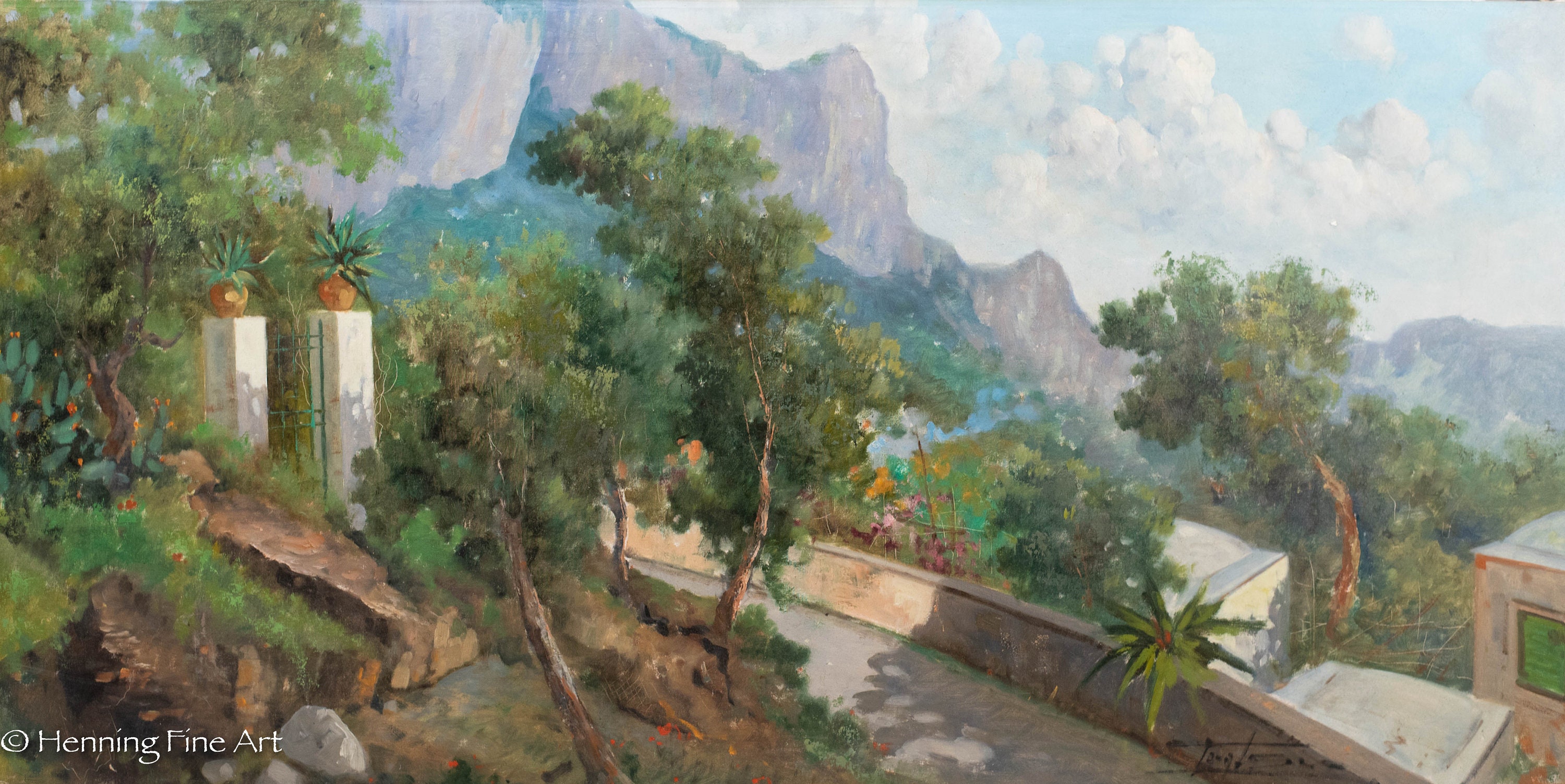 Stunning Italian Mountain Landscape Oil Painting Vintage