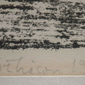 Puede incluir: Impresi&oacute;n abstracta en blanco y negro con la firma del artista "Stetson" y la fecha "1969" en la esquina inferior derecha.