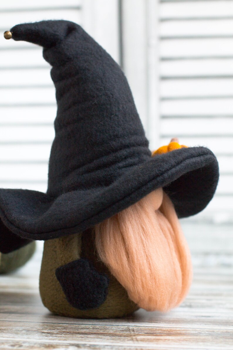 Fall gnome in a black gnome hat with small decorative | Etsy