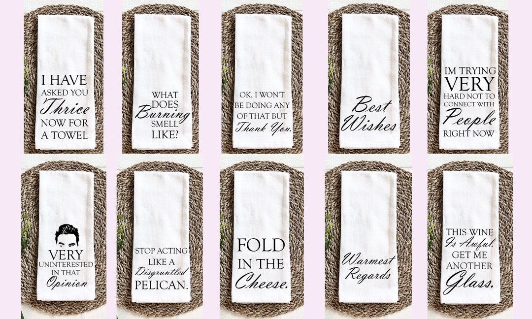 Bundle SC Popular Quotes on Kitchen Towels, Tea Towels for Hostess Gift