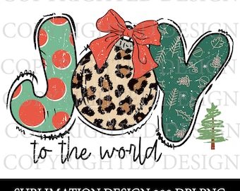 Joy To The World Christmas Sublimation Design,  Christmas Retro Joy Design, Christmas Ugly Sweater, Christmas Cards, Holidays Watercolor Joy