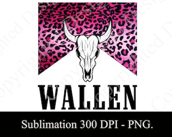 WALLEN Pink Leopard Bull Skull Sublimation Digital Download per T-shirt, tazze, borse, federe - PNG DOWNLOAD per regali sublimazione