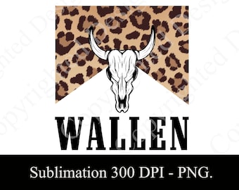 WALLEN Leopard Bull Skull Sublimation Digital Download per T-shirt, tazze, borse cosmetiche, federe - PNG DOWNLOAD per regali sublimazione