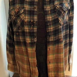 Bleached Flannel / Ombre Flannel / Distressed Flannel / Bleach Dipped Flannel / Size Medium (Men's Sizing)