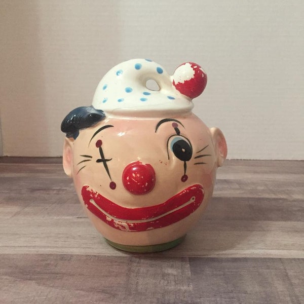 Vintage Japan Clown Bank / Ceramic Clown Bank with Stopper made in Japan