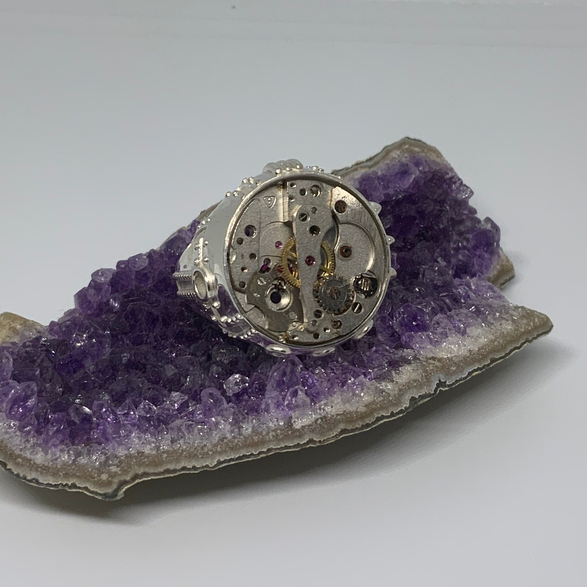 Steampunk Style mechanism ring sz11 v1 .925 silver