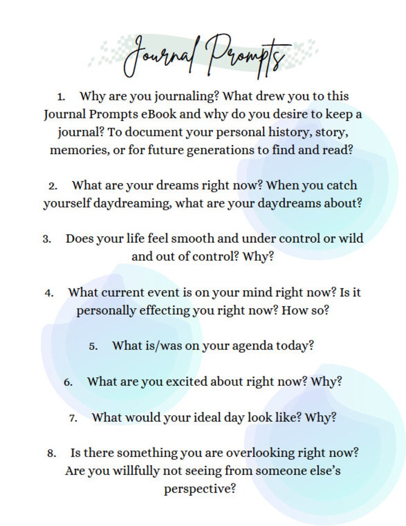 100 Journal Prompts Digital Printable Deep Thinking Get to Etsy