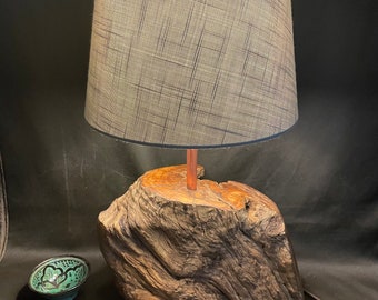 Olivenholz-Tischleuchte, Art-Deko Wohnzimmerlampe, Tischlampe, Holzlampe
