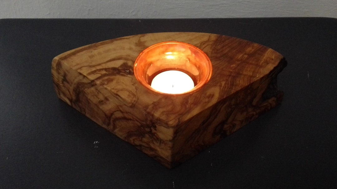 Olive Wood Tealight Holder Wooden Tea Light Candlelight Etsy