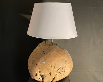 Olivenholz-Tischleuchte, Art Deko-Tischlampe, Schreibtischlampe, Wohnzimmerlampe, Holzlampe