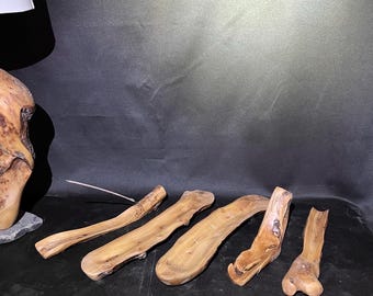 Incense stick holder made from olive tree root, incense sticks, stick holder