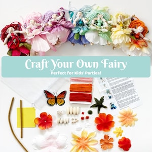 DIY Fairy Doll Craft Kit for Kids – Make Your Own Woodland Fairy Toy – Party Favor, Birthday Activity, Rainbow, Pink, Blue