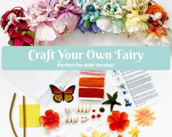DIY Fairy Doll Craft Kit for Kids – Make Your Own Woodland Fairy Toy – Party Favor, Birthday Activity, Rainbow, Pink, Blue