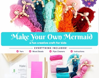 DIY Mermaid Craft Kit for Kids | Make Your Own Mermaid Doll | Ages 4-14 | Birthday Party Craft | Grandma Activity | Screen-Free Gift