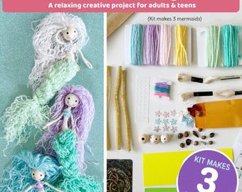 Make Your Own Mermaid Doll Kit | Slow Craft Fiber Art Kit for Adults, Teens & Creative Kids | Waldorf Inspired DIY Gift | Adult Craft Kit