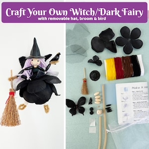 DIY Craft Kit Witch Dark Fairy Doll - Make a Fairy Toy - Fairy Craft Kit - Kids - Party Favor, Birthday Party Activity, Custom Ornament Kit
