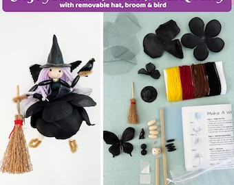 DIY Craft Kit Witch Dark Fairy Doll - Make a Fairy Toy - Fairy Craft Kit - Kids - Party Favor, Birthday Party Activity, Custom Ornament Kit