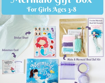 Mermaid Gift Box for Girls | Signed Picture Book, Mermaid Craft Kit, Stickers & Shell Brush | Screen-Free Creative Gift | Birthday