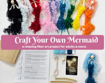 Mermaid Meditation - Make Your Own Mermaid Fiber Art Kit | Beginner DIY Craft for Adults & Teens | Cozy Slow Craft Gift | Mindful Hobby