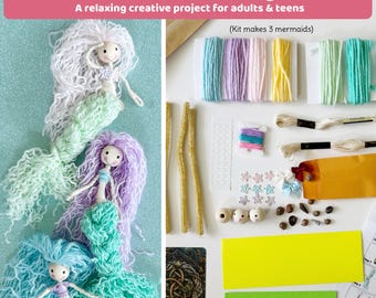 Make Your Own Mermaid Doll Kit | Slow Craft Fiber Art Kit for Adults, Teens & Creative Kids | Waldorf Inspired DIY Gift | Adult Craft Kit