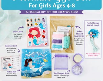 Mermaid Gift Box for Girls | Signed Picture Book, Mermaid Craft Kit, Stickers & Shell Brush | Screen-Free Creative Gift | Birthday