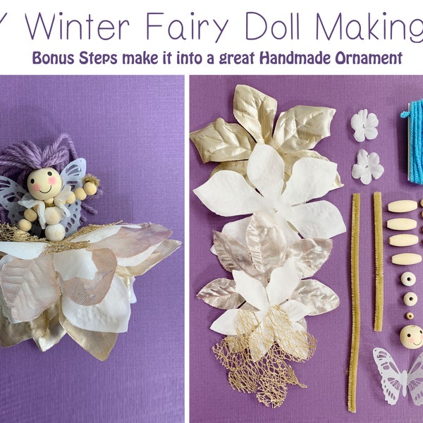 DIY Craft Kit Winter Fairy Doll - Make a Fairy Toy - Fairy Craft Kit Christmas Party Favor/Activity - Girls Christmas Stocking Stuffer Idea